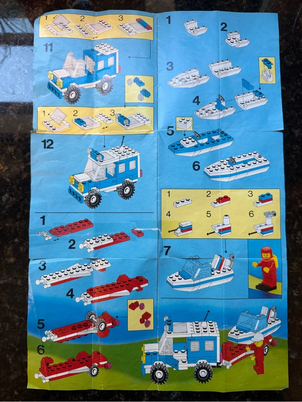 LEGO Vintage Set 6698 RV Truck & Boat Speedboat Trailer - Nearly Complete Set